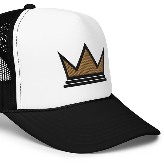 Black Entrepreneur Collection Signature Crown Foam Trucker Hat Black White Black