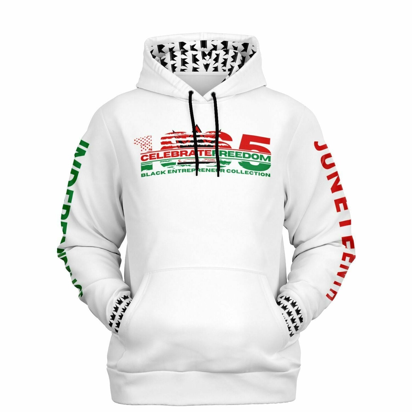 1865 'Celebrate Freedom' Athletic Hoodie | Embedded-Distressed Flag | Juneteenth | Independence White