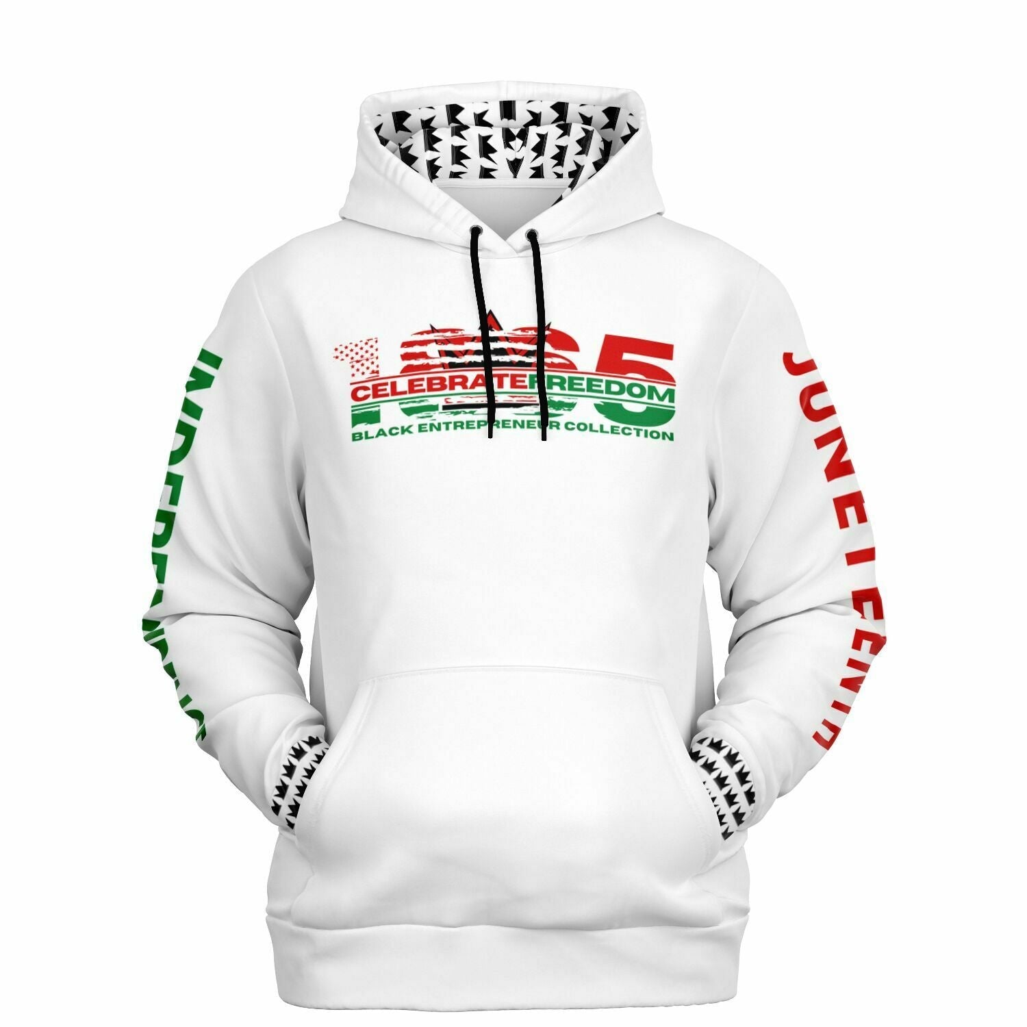 1865 'Celebrate Freedom' Athletic Hoodie | Embedded-Distressed Flag | Juneteenth | Independence White