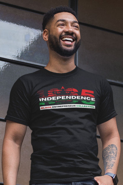 RBG | 1865 INDEPENDENCE | Embedded Distressed Flag | Short Sleeve Premium T-Shirt Black