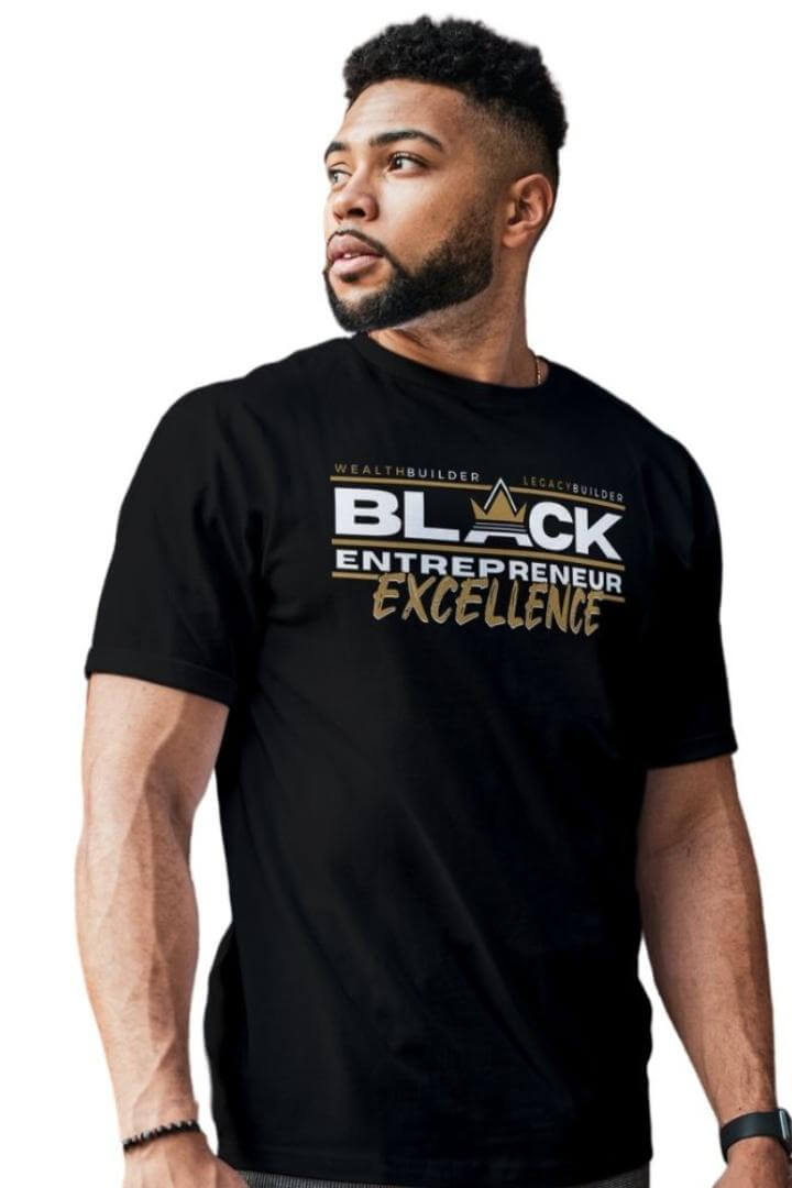 'Black Entrepreneur Excellence' Legacy Builder Short Sleeve Premium T-Shirt Gold Crown