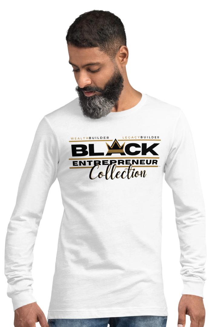 'Black Entrepreneur' Collection "Lightweight" Long Sleeve T-Shirt White / Black Crown