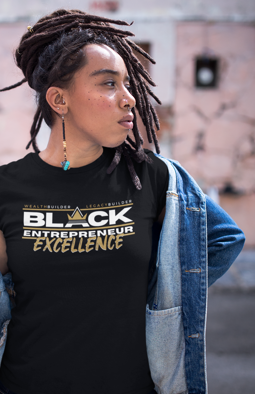 'Black Entrepreneur Excellence' Women's Short Sleeve T-Shirt Gold Crown