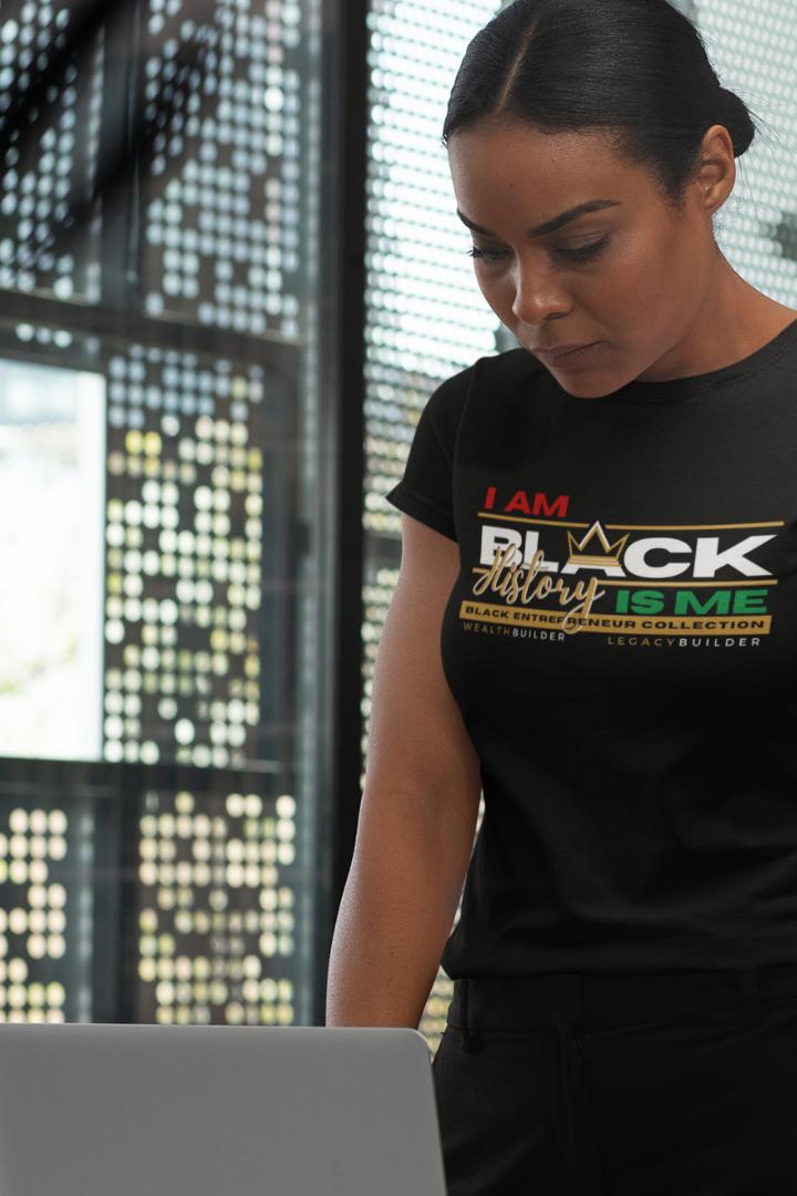 'I Am Black History - Black History Is Me' Women's Premium Tee Black (RBG Logo) S