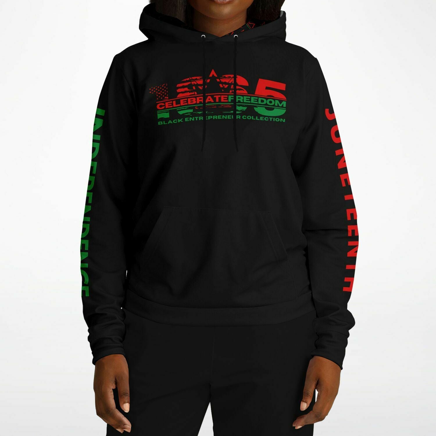 1865 'Celebrate Freedom' Athletic Hoodie | Embedded-Distressed Flag | Juneteenth | Independence