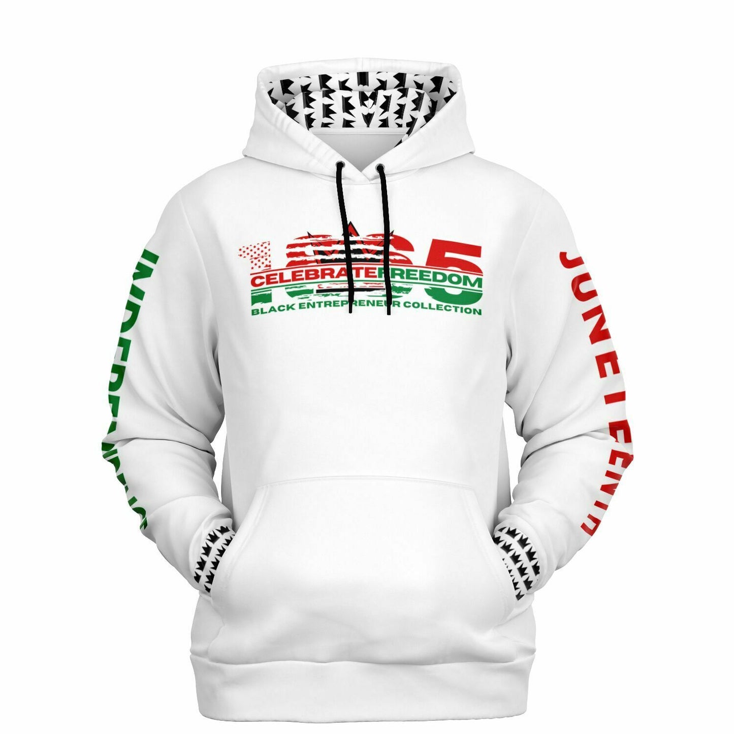 1865 'Celebrate Freedom' Athletic Hoodie | Embedded-Distressed Flag | Juneteenth | Independence White