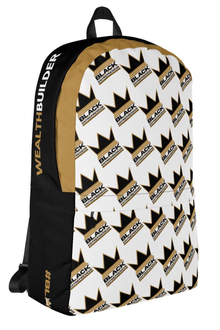 'Black Entrepreneur' Backpack | Crown Logo Pattern White w Black Crown Pattern Logo