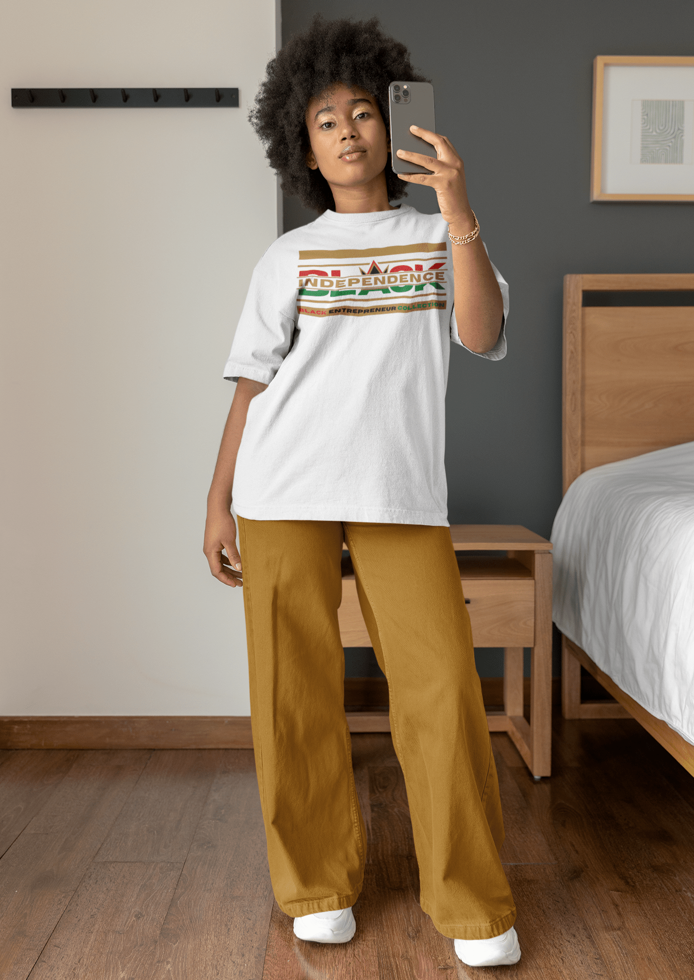 RBG BLACK INDEPENDENCE Short Sleeve Premium T-Shirt White Solid Gold XL