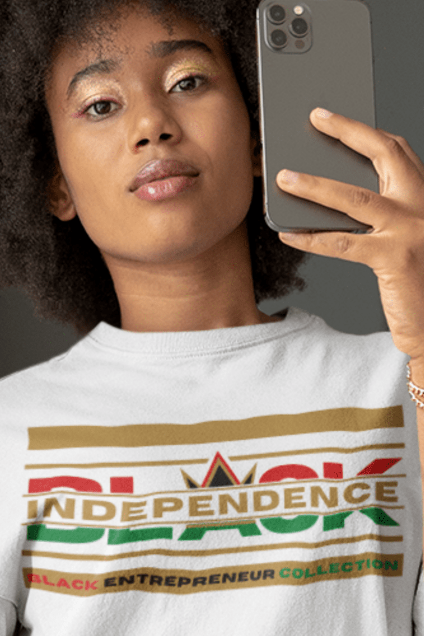 RBG BLACK INDEPENDENCE Short Sleeve Premium T-Shirt White Solid Gold