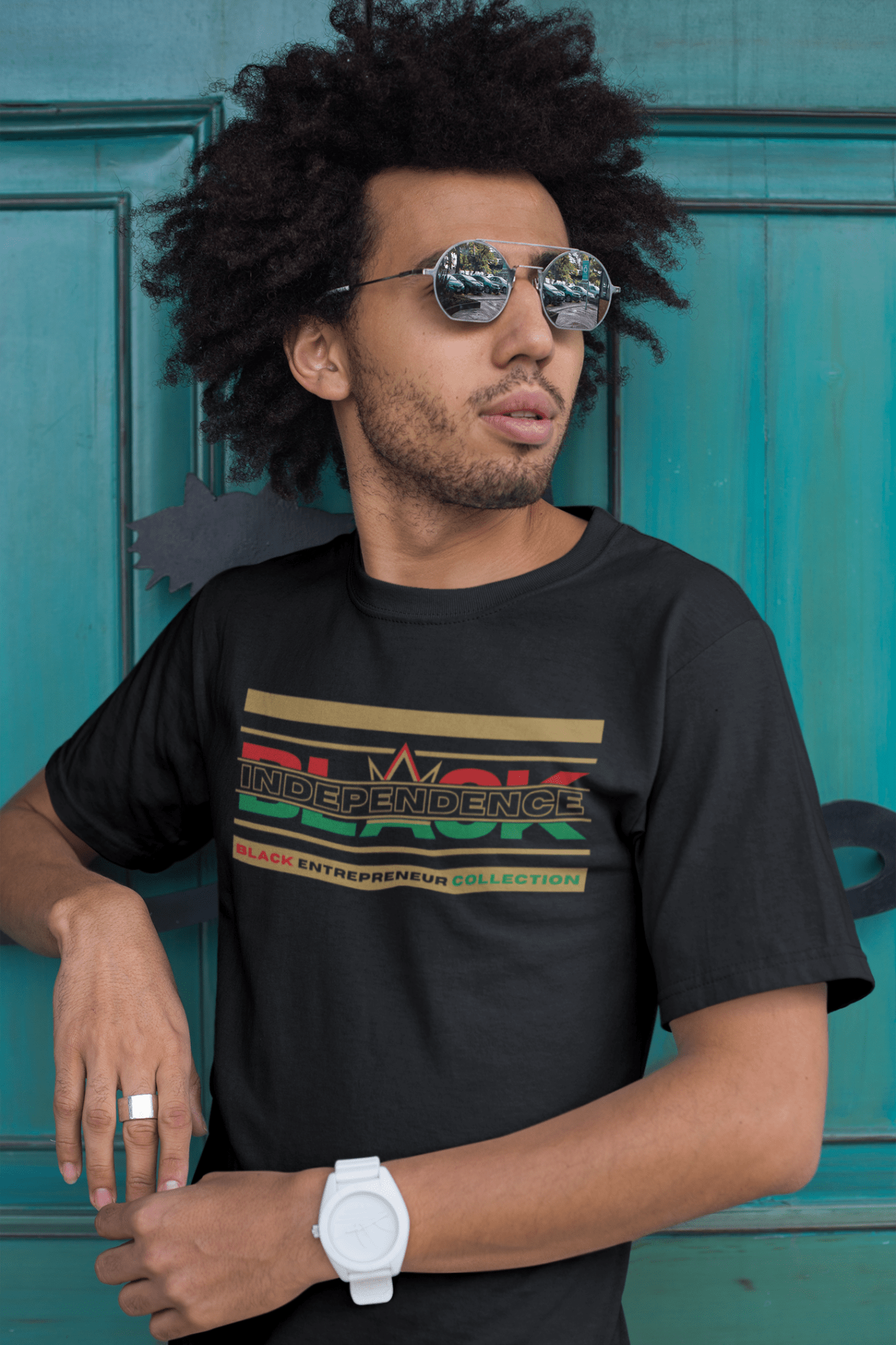RBG BLACK INDEPENDENCE Short Sleeve Premium T-Shirt Black Gold Outline