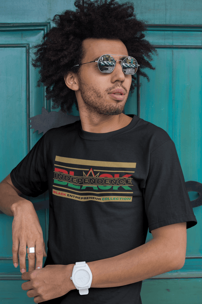 RBG BLACK INDEPENDENCE Short Sleeve Premium T-Shirt Black Gold Outline